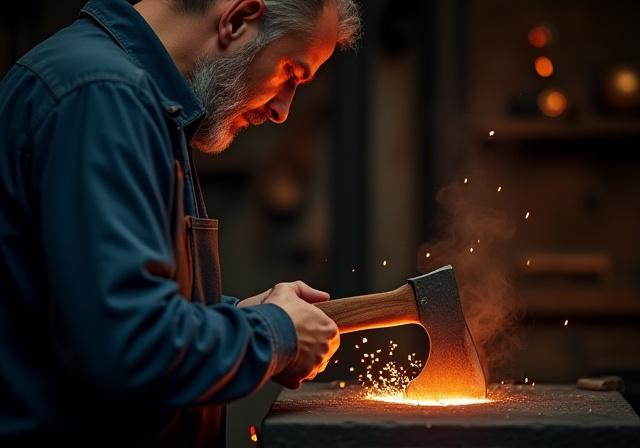 Artigiano al lavoro in officina