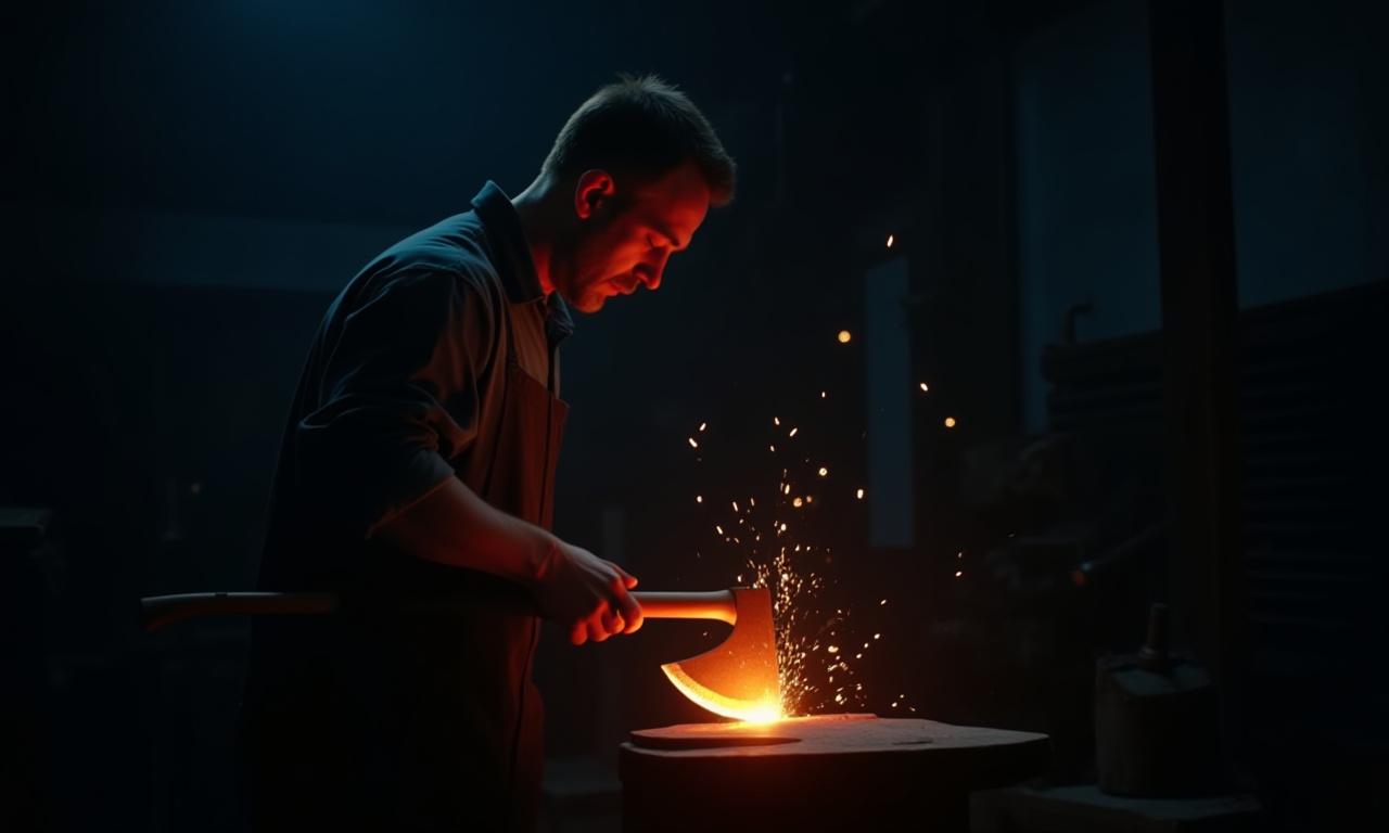 Mastro fabbro al lavoro su un progetto custom